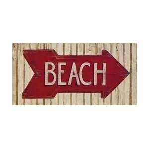  Beach Sign 24 X 12 Beveled Wall Art