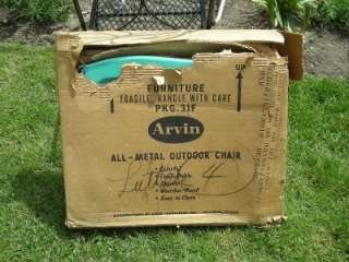 1950s UNUSED ARVIN METAL Turquoise LAWN CHAIR MAD MEN Bouncer VINTAGE 