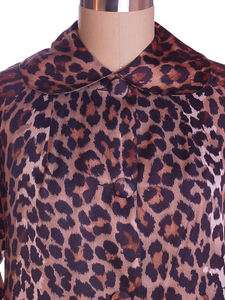 Vintage Leopard Print Swing Coat 1950S Acetate One Size  