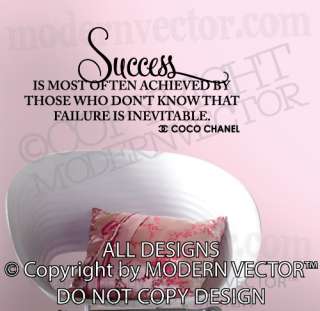   Quote Vinyl Wall Decal Lettering SUCCESS Inspirational home decor