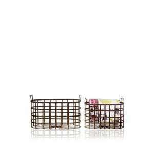  Metal Magazine Baskets with Handles, Rust Finish (sold as 