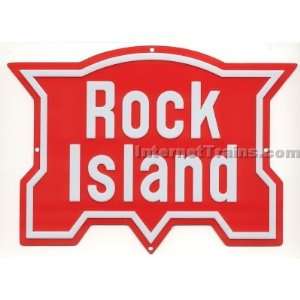  Microscale 8 Embossed Die Cut Metal Sign   Rock Island 