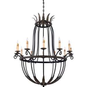   12 Light Single Tier Chandelier RRF5012SM Serengeti Black & Mayan Gold