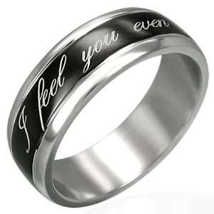  Stainless Steel Love Ring with Black Band Size 10 