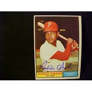 Ruben Amaro Philadelphia Phillies #103 1961 Topps Autographed Baseball 