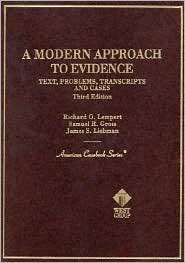 Modern Approach to Evidence, (0314067728), Richard O. Lempert 