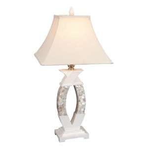   Two Elegant Polystone Inlay Decorative Table Lamps