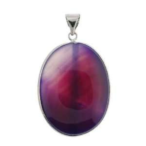 Pendants   Purple Agate Oval Inlay Silver Plated Base Metal   40mm 