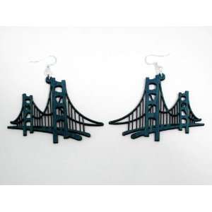  Teal Bridge Wooden Earrings GTJ Jewelry