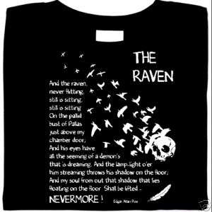 The Raven by Edgar Allan Poe, Raven T Shirt, graphic  