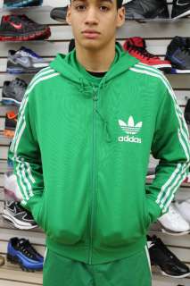 Adidas Originals Flock Track Hoodie Top Zip Up Trefoil Kelly Green 