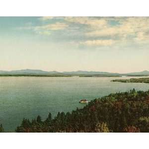 Vintage Travel Poster   Across the lake from Hotel Champlain N.Y. 24 X 