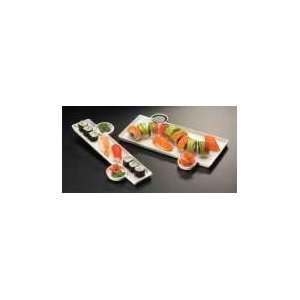 American Metalcraft 9 1/3in x 13in White Sushi Plate