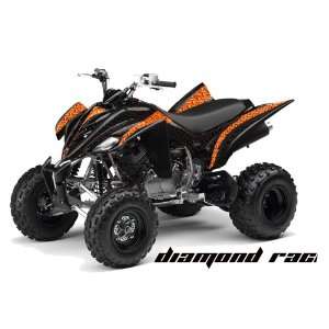   Yamaha Raptor 350 ATV Quad Graphic Kit   Diamond Race Black, Orange