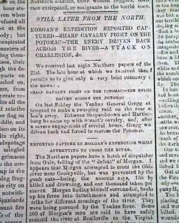 POST GETTYSBURG Wounded Confederates 1863 Civil War Newspaper *  