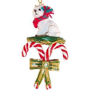 Westie West Highland White Terrier Dogs Candy Cane Christmas Ornament 