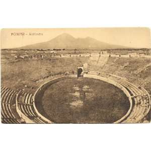  1920s Vintage Postcard Amphitheater Pompei Italy 