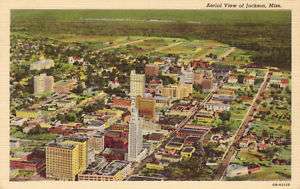 AERIAL VIEW OF JACKSON MISSISSIPPI VINTAGE POSTCARD 40E  