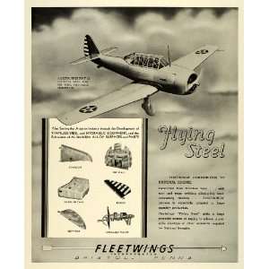 Ad Fleetwings Inc Bristol PA Monoplane Model XB T 12 Steel Plane Parts 