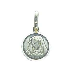  Sterling Silver Our Lady of Sorrows Round Medal Jewelry