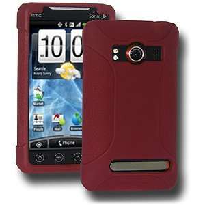  New Amzer Silicone Skin Jelly Case Maroon Red For Htc Evo 