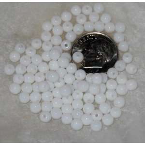  WHOLESALE Czech Glass 4mm Round Beads   Opaque White   1 
