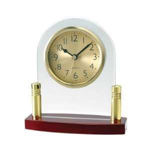  Glass Analog Clock with Rosewood Base   Holiday Gift Idea 