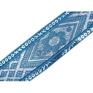  4.5 Y Turquoise Jacquard Woven Sequin Ribbon Trim Craft 