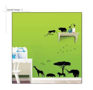 AFRICAN ANIMALS SCENERY Nursery Kids Wall Decor Stickers Removable 