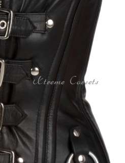 Victorian Black Leather Overbust Corset 80077A Sz 44  
