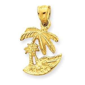  14k Gold Palm Trees Island Pendant Jewelry