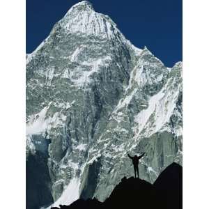  A Climber Silhouetted against Mountains in the Karakoram 