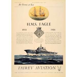   Ad H.M.S. Eagle Aircraft Carrier Fairey Aviation   Original Print Ad