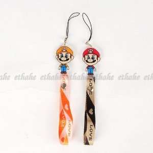  Super Mario Cell Phone Plastic Strap Charm 2pcs Cell 