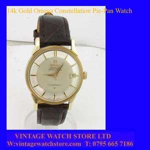 Mint 14k Gold Omega Constellation PiePan Date Gents Wrist Watch 1962 