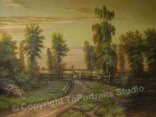 Sun Is Going Down Over Ranch Original Art Oil Painting  