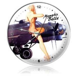  Memphis Belle Vintage Metal Clock Pin Up Girl