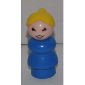 Vintage Little People Mother Woman (Blond Plastic Hair & Blue Plastic 