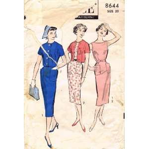   Vintage Sewing Pattern Womens Sheath Dress Jacket Size 20 Bust 40
