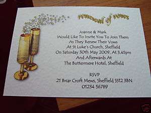 PERSONALISED RENEWAL OF VOWS (WEDDING) INVITATIONS GC 5  