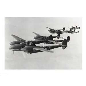  Four fighter planes in flight, P 38 Lightning Poster (24 