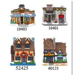   market,Motorcycle shop,Village bakery,Flower shop (set of 4) 4h each