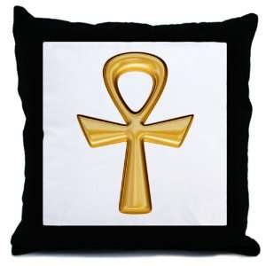  Throw Pillow Egyptian Gold Ankh 