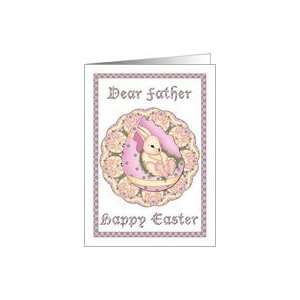  Happy Easter eggs and bunny rabbit Dear Father Card 