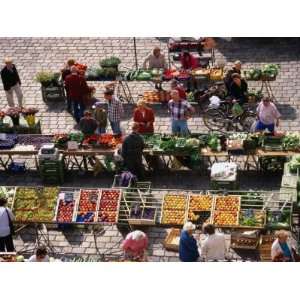  Food Market in Central Square, Freising, Germany Stretched 