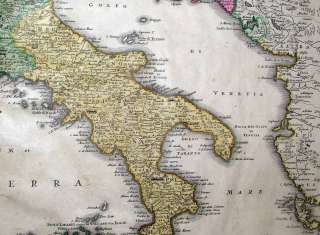 1716 Homann Map ITALY Flamboyant Cartouche Statuum Totius Italiae 