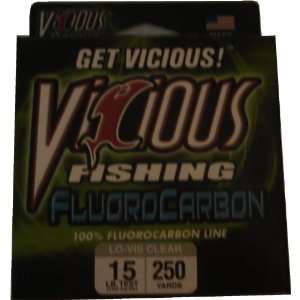 Vicious FLO 15 Fluorocarbon Fishing Line, 250 Yard  Sports 