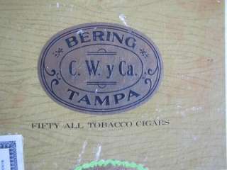 Antrique Cigar Box BERING C. W. y Ca Tampa Corral Wodiska y Ca, Inc 50 
