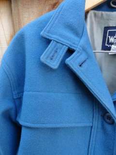 Vintage 80s WOOLRICH Azure Blue Wool Short Cropped Bomber Style Jacket 