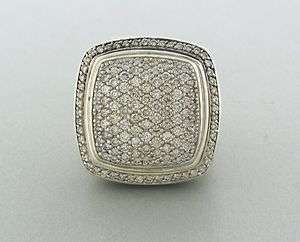 DAVID YURMAN STERLING SILVER 20mm DIAMOND ALBION RING  